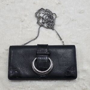 Brighton Black Pebble Leather Crossbody Clutch
